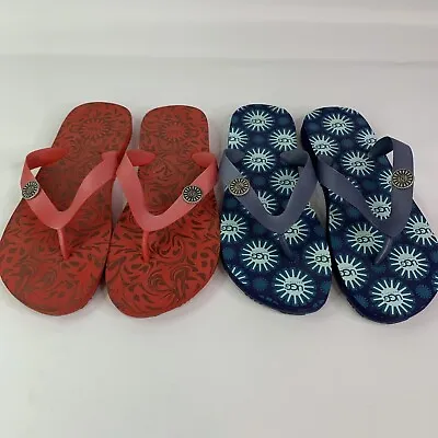 UGG Australia Womens UGG Flare Flip Flops Set Of 2- Red & Blue Size 6 • $39