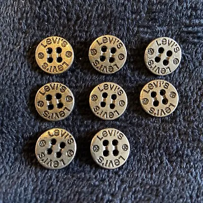Vtg 8 Levi’s Replacement Metal Buttons 4 Hole 1/2  Raised Platform On Underside • $8