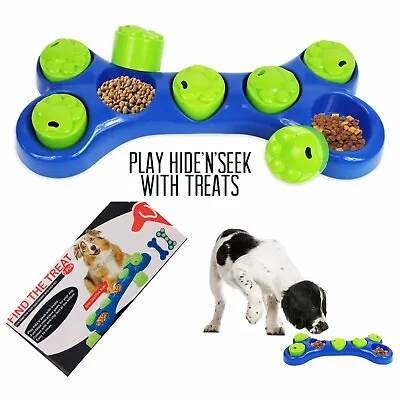 Dog Pet Feeder Bowl Bone Shape Puzzle Treat Slow Feeding Interactive Fun Game • £8.75