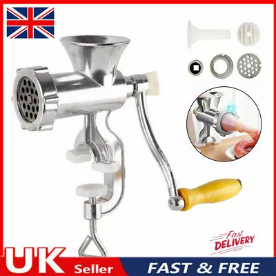 Manual Rotary Meat Grinder Mincer Machine Food Aluminium Alloy Sausage Maker • £11.99