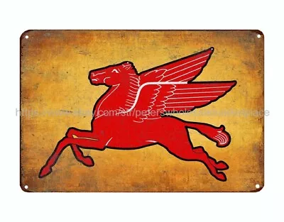 Mobilgas Mobiloil Pegasu Flying Horse Metal Tin Sign Plaque Metal Decor • $18.92