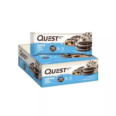 12pc Quest 50g Nutrition High Protein Snack Bar Dipped Cookies & Cream • $69.95