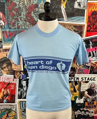 VTG 80s 1980 Heart Of San Diego California Marathon Run Graphic T-Shirt XS/S • $11.95