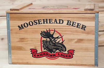 Vintage Moosehead Wood Crate Canada  Bright Graphics Attached Lid W/ Hinges#6090 • $119.99