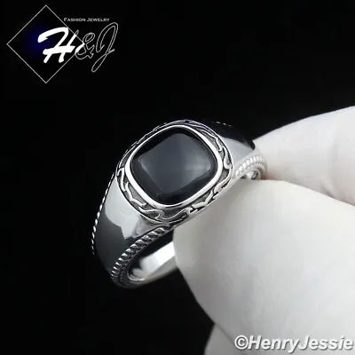 Men 925 Sterling Silver Square Black Onyx Gold Plated/silver Ring*sr206 • $39.99