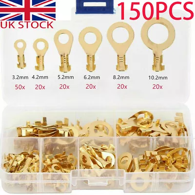 150x Insulated Crimp Copper Ring Terminals Wire Connectors Spade Electrical Kit • £4.49