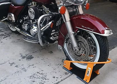 Motorcycle Wheel Chock Stand Travel Safety Lock Storage Sport Bike Trailer Tire • $101.99