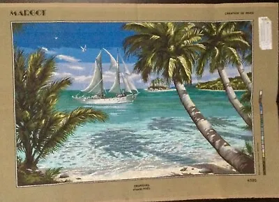 MARGOT CREATION DE PARIS Tropical Island Boat New Needlepoint Tapestry Canvas  • $99