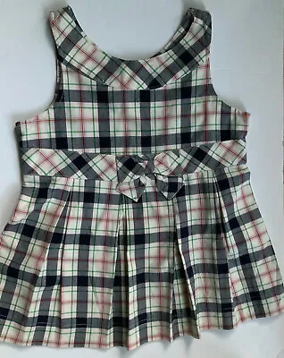 Gymboree Size 9 PREP SCHOOL Plaid Shirt Bow Tank Top Sleeveless Dress Shirt • $7.99
