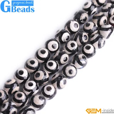 $8.72 • Buy Tibetan Fire Agate Loose Evil Eye Faceted Round Beads For Jewelry Making 15  GB