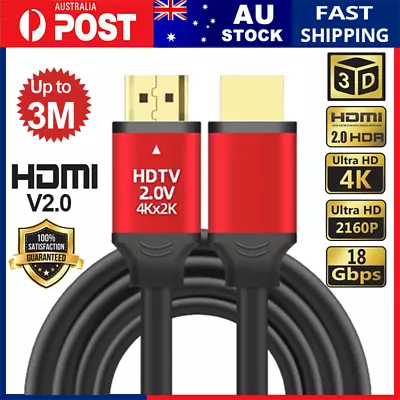 Premium 4K HDMI Cable V2.0 Ultra HD XBOX PS4 PS5 TV High Speed 3D HEC ARC 3M AU • $12.59