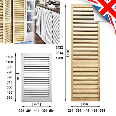 Natural CLEAR PINE Or WHITE Wood / FRONT DOOR / Louvre Cupboard Wardrobe Slatted • £15.24