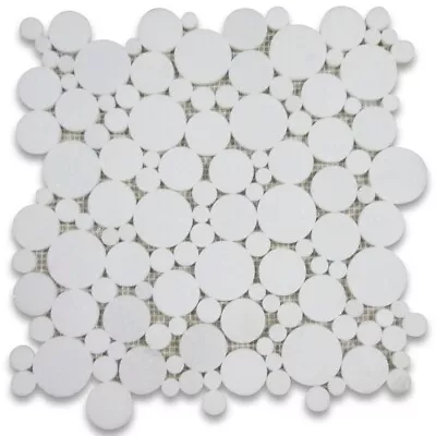 T92P Thassos White Marble Bubble Round Paramount Mosaic Tile Polished • $36.99