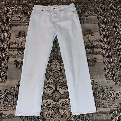 Levi’s PREMIUM Wedgie Straight Button Fly BIG E Light Blueish White Jeans 29x28 • $35.75