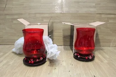 £14.99 • Buy 2 X Landon Tyler Christmas Collection Red Candle Holders - Used - Boxed Berries