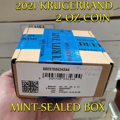 Mint Sealed TWO OZ 2021 SILVER KRUGERRAND SOUTH AFRICA 2 RAND 2 Oz  PROOF R2 • $250