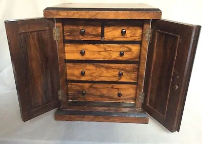 £435 • Buy Antique Walnut Table Top Collectors Chest Of Drawers / Cupboard