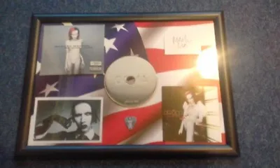 Marilyn Manson Framed CD Album Photo Facsimile Autograph Plectrum On USA Flag • $21.46