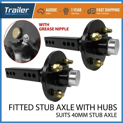 $151 • Buy 2X Trailer 4 Stud Hubs Fitted 40mm Square Stub Axles. 750KG