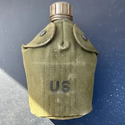 2pc Type US Vietnam M-1956 Water Canteen Cover And Plastic Bottle • $29.99