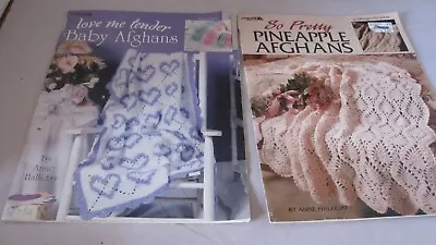 2 Leisure Arts Afghan Patterns Crochet  Pineapple Baby Booklets Floral Lace • $11.52