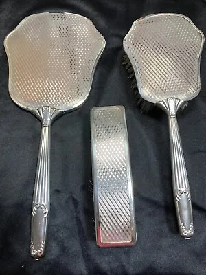 £27 • Buy Vintage 3pc Silver Plated Dressing Table Set.  Mirror Hair & Clothes Brush.