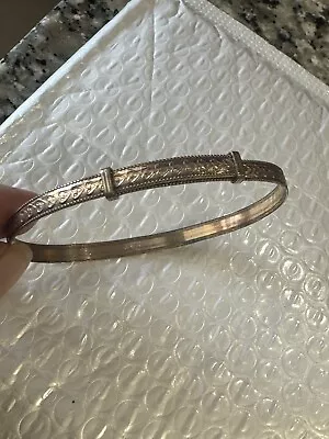 Vintage 9ct Rolled Gold Expandable Bracelet Bangle Engraved Lovehearts 8 Grams • £10