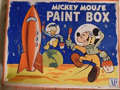 Vintage Tin Spaceship Mickey Mouse Paint Box ~ 5-3/4  X 4-1/2  X 5/8  • $35