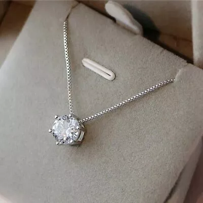 Round Cut 2CT Lab-Created Moissanite Solitaire Pendant 14K White Gold Plated • $59.99