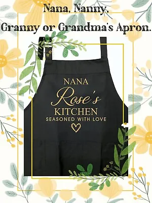 Personalised Apron Nana Nanny Grandma Granny Kitchen With Pockets Womens Ladies • £16.49