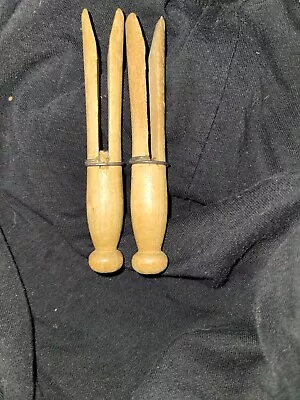 Vintage Wood Clothes Pins RARE STILL HAS THE RINGS ON THEM  • $1