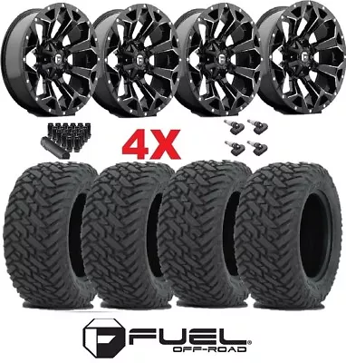 20x10 Fuel Assault Wheel Gloss Black Wheel Mt Mud Tire Package Set 35 12.50 20 • $2895