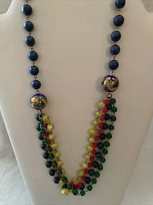 Red Yellow Blue Green Beads Multi Strand 21” Length Necklace • $7.99