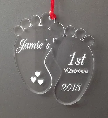Personalised Baby's First 1st Christmas Tree Decoration Gift • £4.49