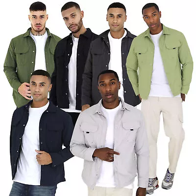 Men's Brave Soul Lightweight Casual Jacket Plain Utility Shacket Pockets Collar • £27.99