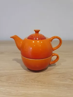 Le Creuset Tea For One Volcanic Orange Pot With Cup • £44.99