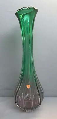 Vtg Bohemian Huge Massive Vase Ribbed Purple & Green Art Czech Glass 58cm 23  • £161.65