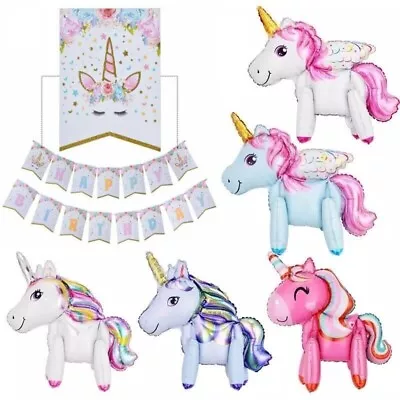 3D Unicorn Standing Full Body Foil Birthday Party Girl Decoration Balloon • £2.57