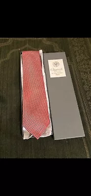 Charvet Vendome Tie Red And WhiteDiamonds Geometric Silk Necktie Made In France • £90