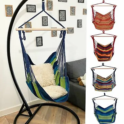 £13.99 • Buy Hanging Hammock Chair Portable Garden Swing Seat Tree Travel Camping Poly Cotton
