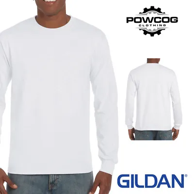 GILDAN Mens Long Sleeve T Shirt Ultra Classic Fit Plain Cotton Crew Top G2400 • £8.99