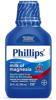 Phillips’ Milk Of Magnesia Liquid Laxative Wild Cherry Flavor Stimulant Free  • $12.70