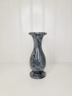 Small Gray Black Footed Marble Bud Vase Shelf Decor 5” Tall • $12