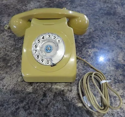 Vintage Topaz Yellow Dial Rotary Telephone Home Landline 1970s • £30