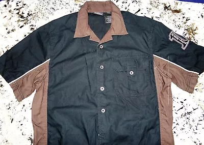 Harley Davidson Short Sleeve Button Motorcycle Mechanic Work Shirt Medium Wings • $19.99