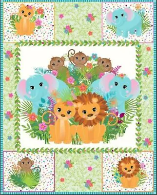 $10 • Buy Safari Jungle Animal Monkey - Fabric Quilt Baby Panel - 100% Cotton - 36  X 45 