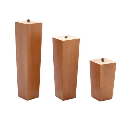 4Pc Wood Furniture Tapered Legs For Stools Sofa Bed Beech Oak Angle/Level Plates • £10.95