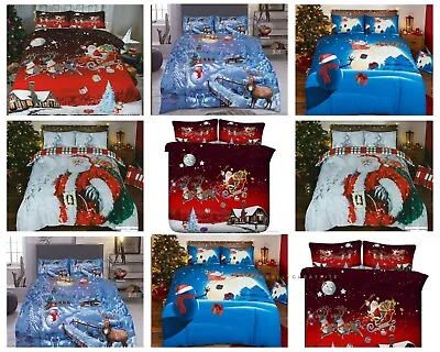 £9.99 • Buy Christmas Bedding Cover Xmax Duvet Set & Pillows Snowman Santa Greetings Double