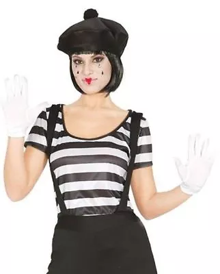 Adult Mime Artist Costume Ladies Sexy French Circus Fancy Dress Outfit New • £16.12