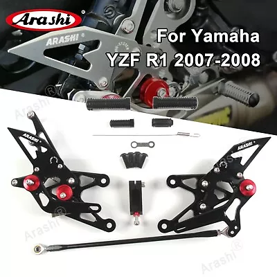 Arashi Rearsets Foot Pegs Rear Set For Yamaha YZF R1 2007 2008 YZFR1 YZF-R1 BLK • $159.99